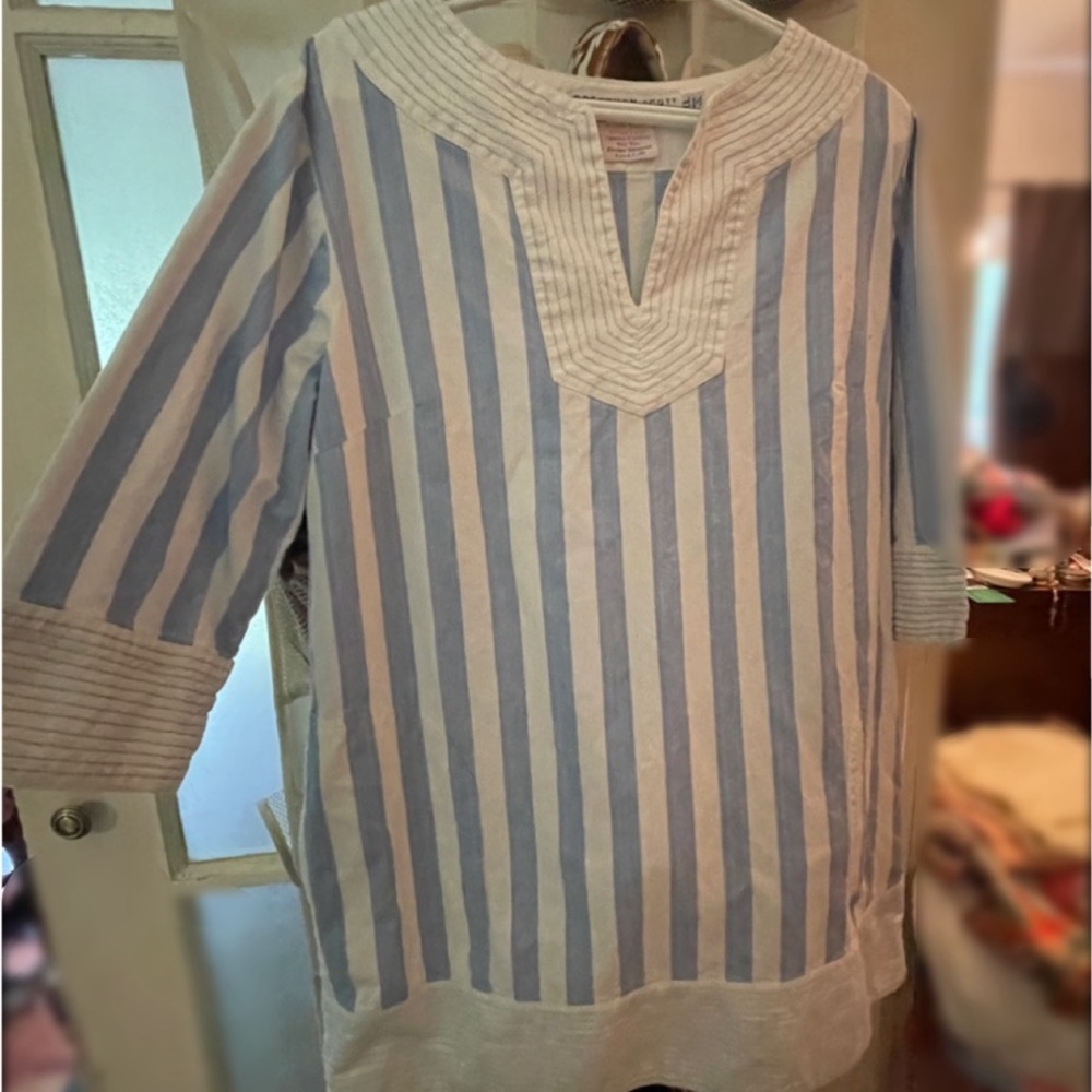 Gretchen Scott Designs Blue and White Tunic